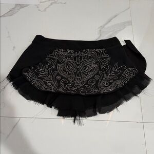 Black SKORT with Silver Embroidery FREE PEOLE